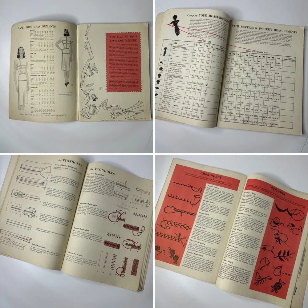 Vintage Butterick Dressmaking Book 1946 &‎ Simplicity Let Yourself Sew 1970s Lot